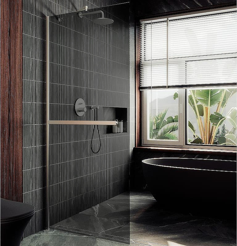 Душевая стенка MaybahGlass 99x195 / MGD-1461-5ш (графитовое стекло/хром матовый)