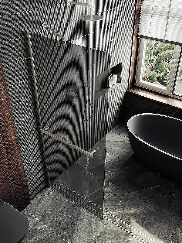Душевая стенка MaybahGlass 99x195 / MGD-1461-5ш (графитовое стекло/хром матовый) — фото 4