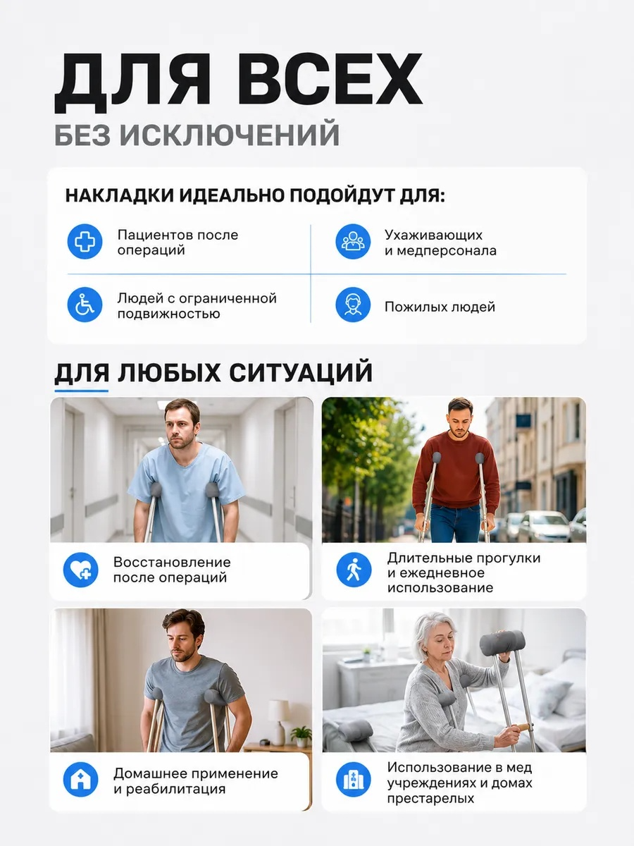 Накладка на костыль подмышечный LunaLife НО (серый) — фото 6