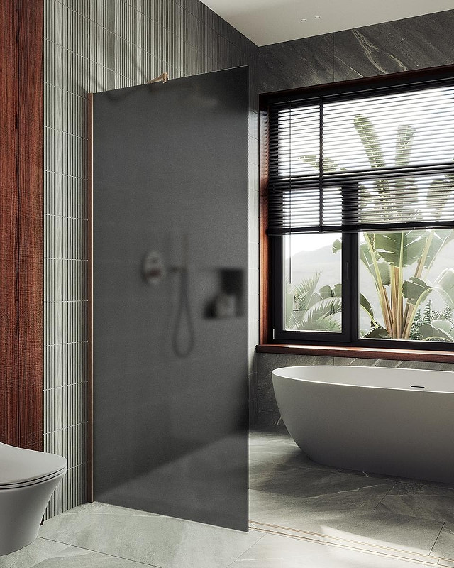 Душевая стенка MaybahGlass 99x195 / MGD-1356-2ш (графитовое матовое стекло/бронза)