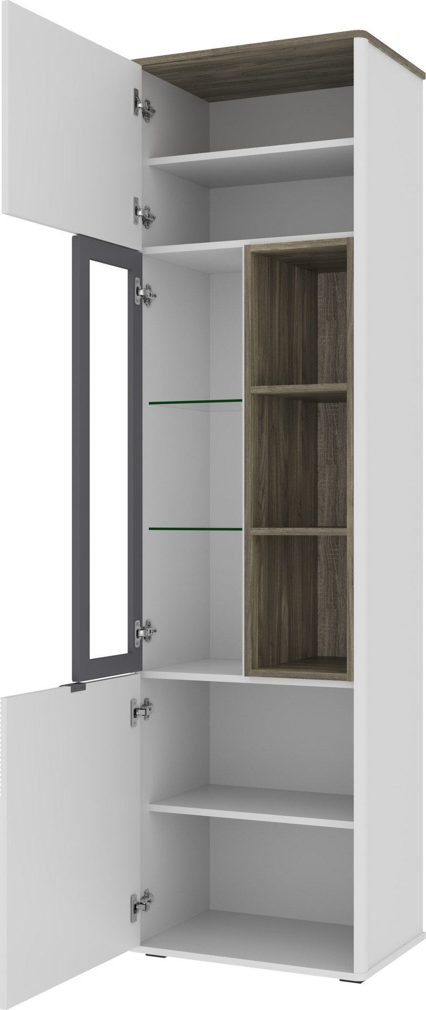 Шкаф с витриной Anrex Simple 1V2D3N (белый/монте/джелато) — фото 2