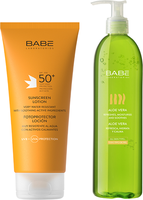 Набор косметики для тела Laboratorios Babe Лосьон SPF50+ 200мл+Гель для тела Алоэ 100% 395мл