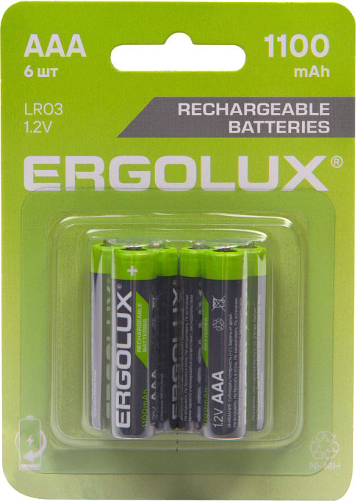 Комплект аккумуляторов Ergolux NHAAA1100BL6 (6шт)
