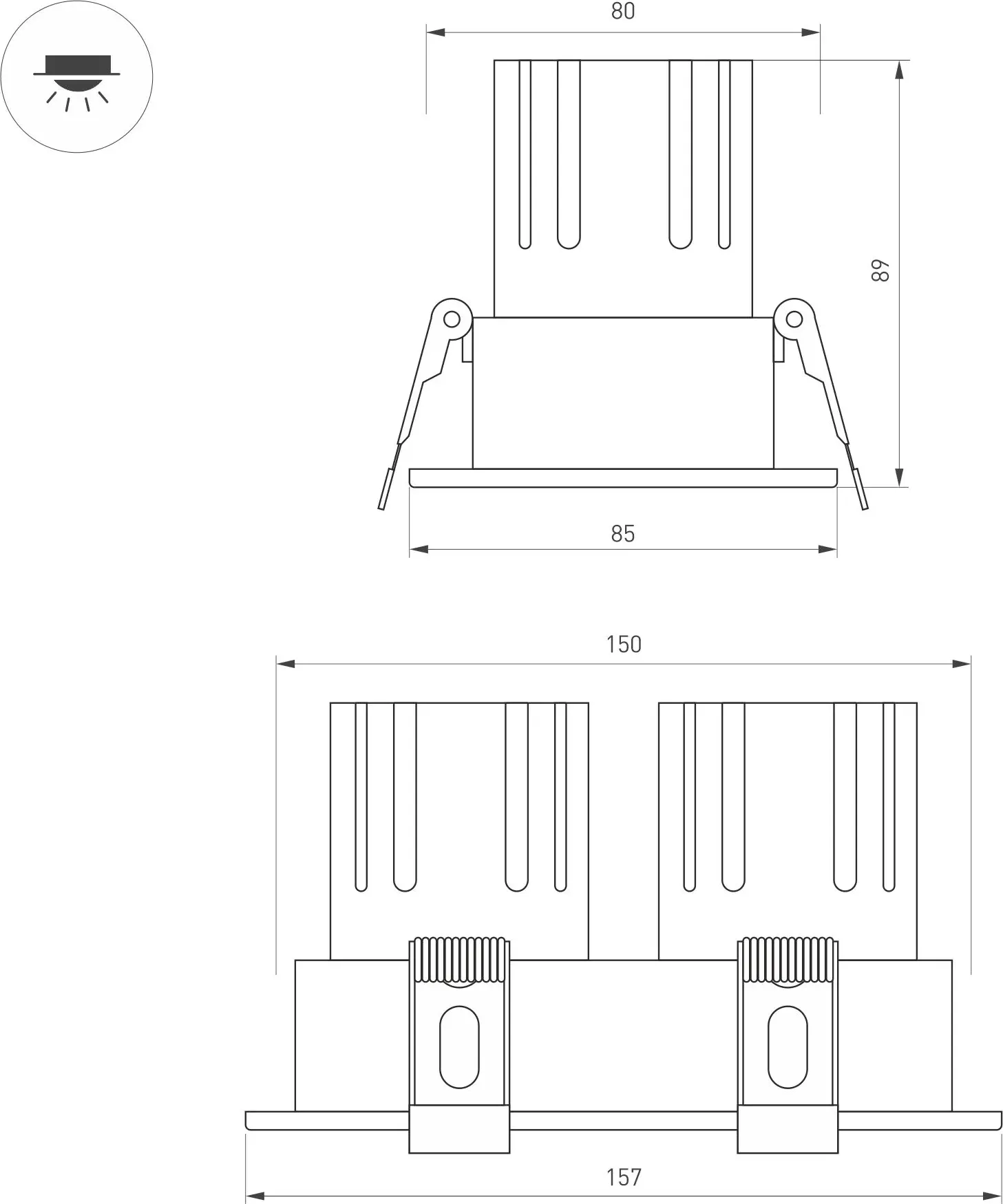 Точечный светильник Arlight MS-FLOW-BUILT-S157x85-2x6W Day4000 WH 55 deg / 060936 — фото 2