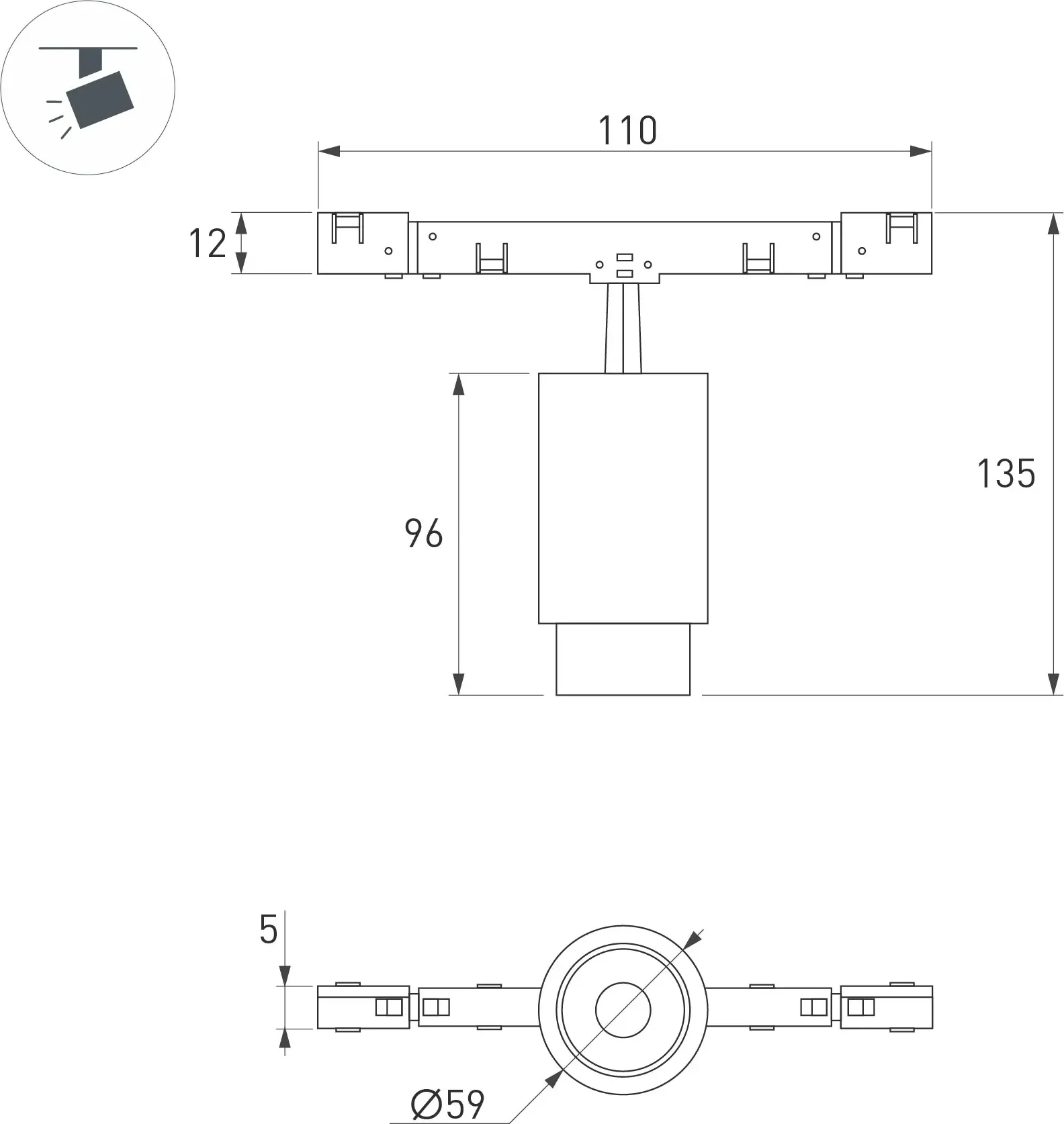 Трековый светильник Arlight MAG-MICROCOSM-SPOT-ZOOM-R59-12W Day4000 WH 20-60 deg / 052097 — фото 6