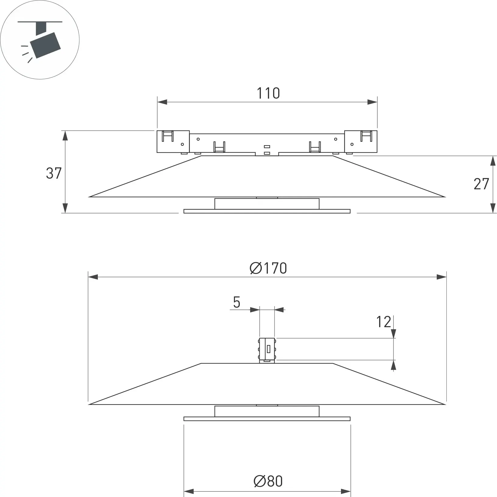 Трековый светильник Arlight MAG-MICROCOSM-VINYL-R170-7W Day4000 BK 150 deg / 051781 — фото 6