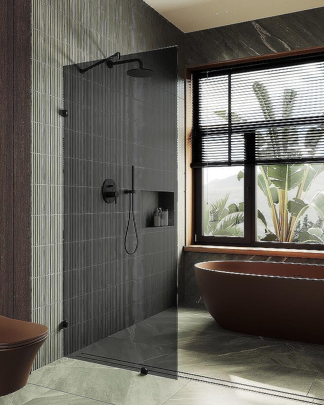 Душевая стенка MaybahGlass 89x195 / MGD-275-6 (графитовое стекло/черный) — фото 2
