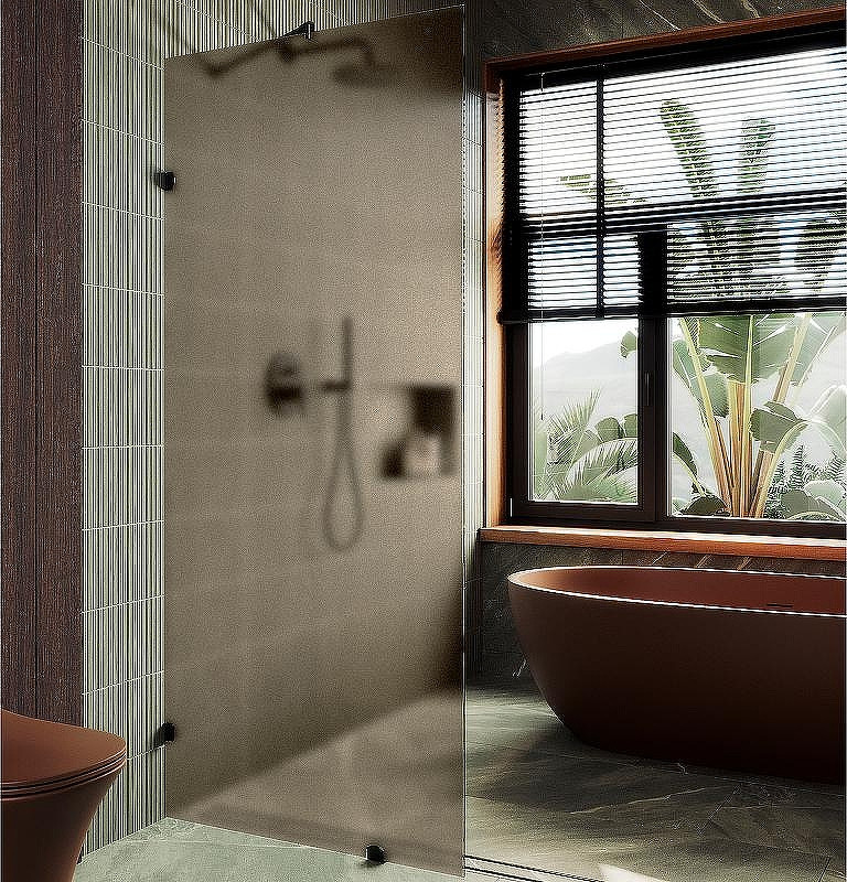 Душевая стенка MaybahGlass 99x195 / MGD-267-6 (бронзовое матовое стекло/черный)