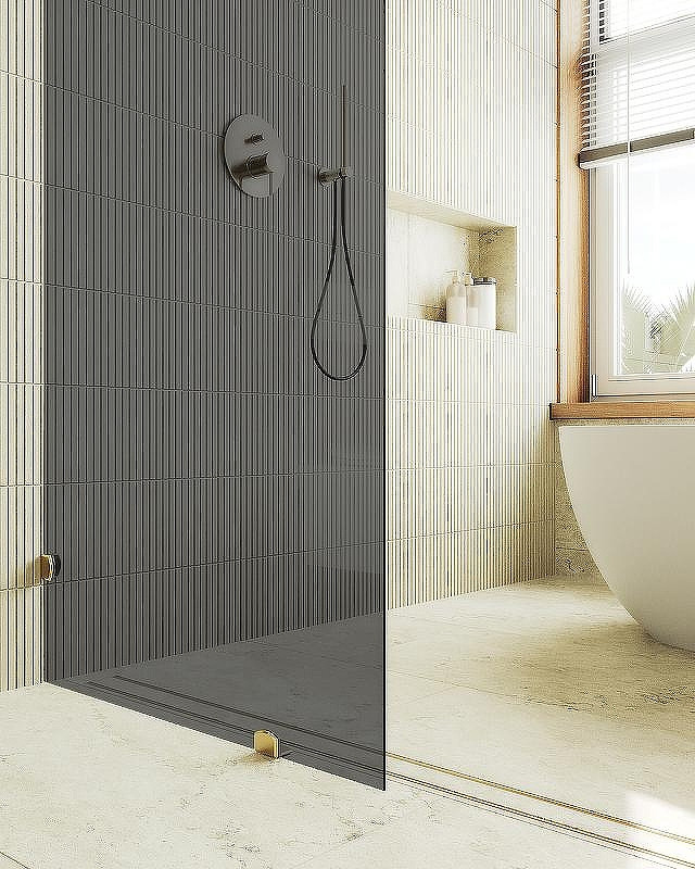 Душевая стенка MaybahGlass 99x195 / MGD-276-3 (графитовое стекло/золото) — фото 6