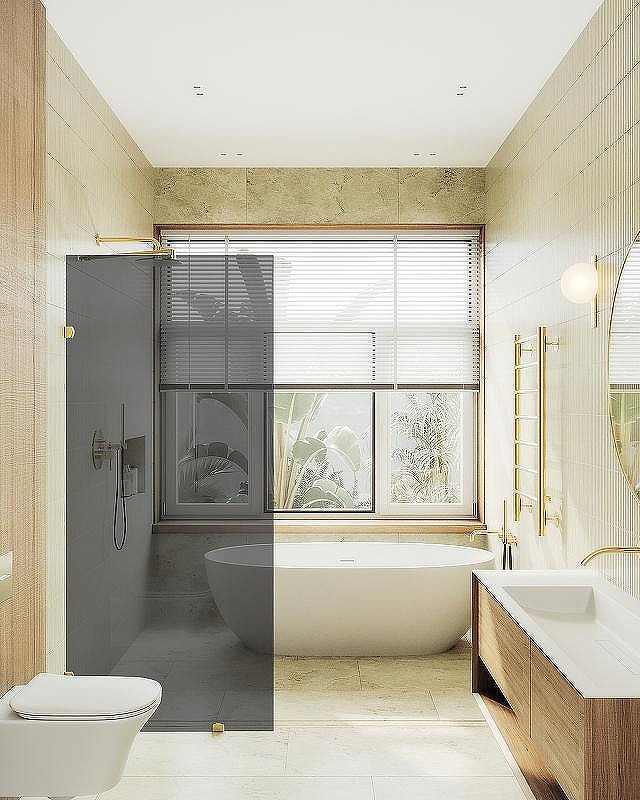 Душевая стенка MaybahGlass 99x195 / MGD-276-3 (графитовое стекло/золото) — фото 3
