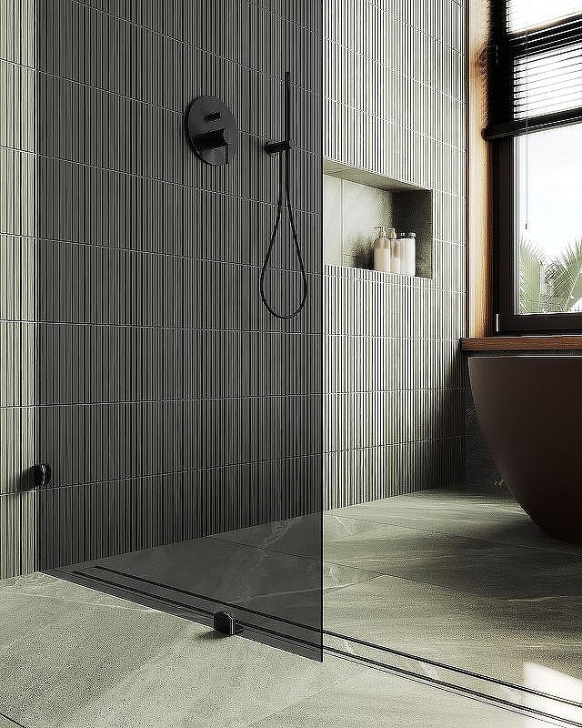 Душевая стенка MaybahGlass 99x195 / MGD-276-6 (графитовое стекло/черный) — фото 6