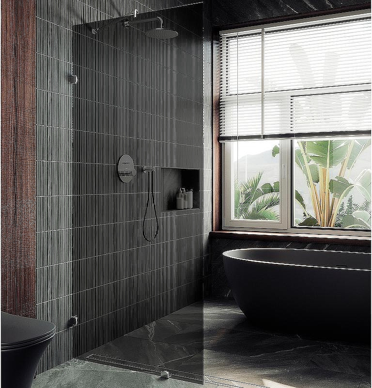 Душевая стенка MaybahGlass 99x195 / MGD-276-4 (графитовое стекло/хром глянцевый)