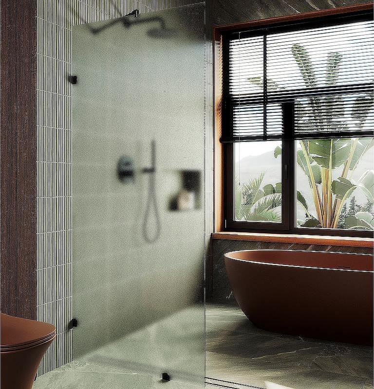 Душевая стенка MaybahGlass 99x195 / MGD-270-6 (сатин стекло/черный)