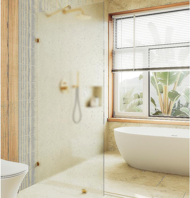 Душевая стенка MaybahGlass 99x195 / MGD-270-3 (сатин стекло/золото)