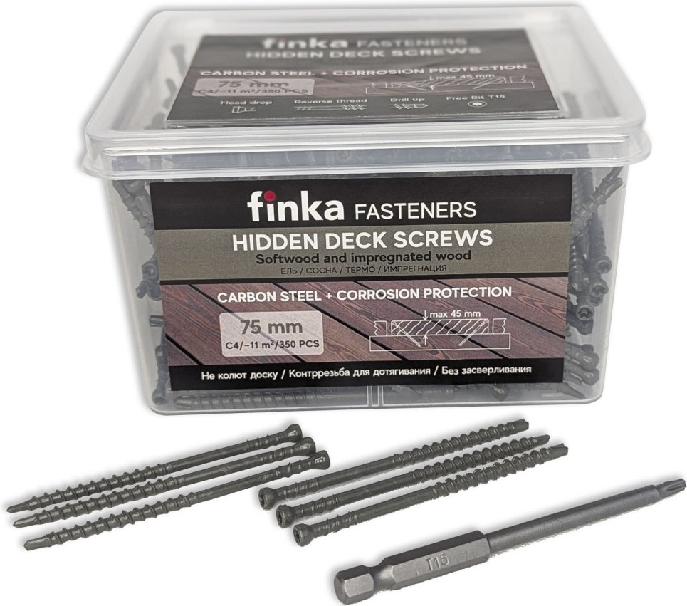 Саморез Finka Hidden Wood Screws C4 75mm (350шт)