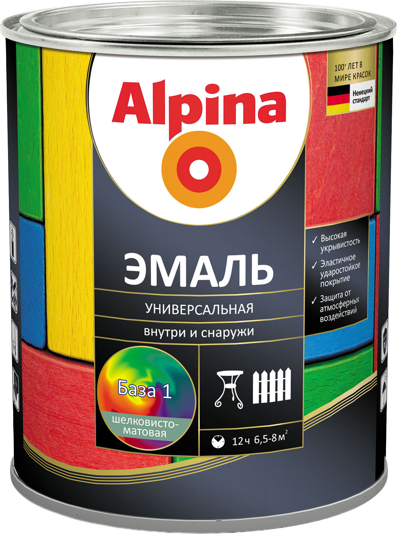 Эмаль Alpina Универсальная База 1 (800г, шелковисто-матовый)