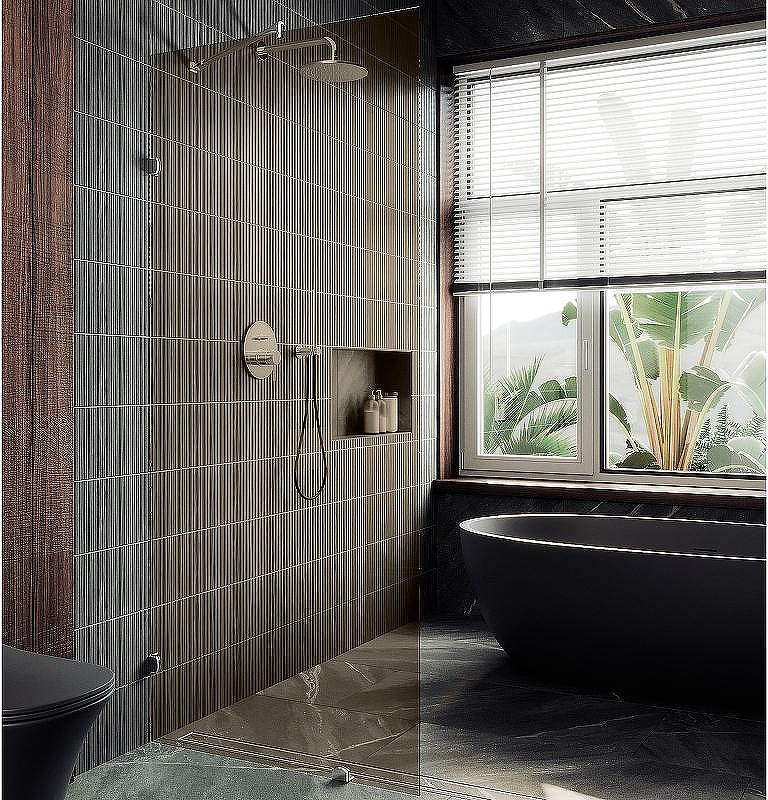 Душевая стенка MaybahGlass 89x195 / MGD-263-4 (бронзовое стекло/хром глянцевый)