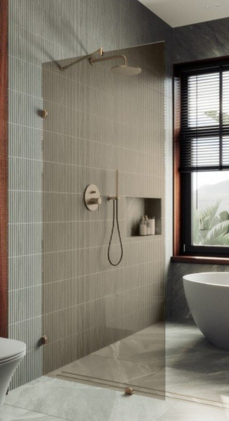 Душевая стенка MaybahGlass 89x195 / MGD-263-2 (бронзовое стекло/бронза)