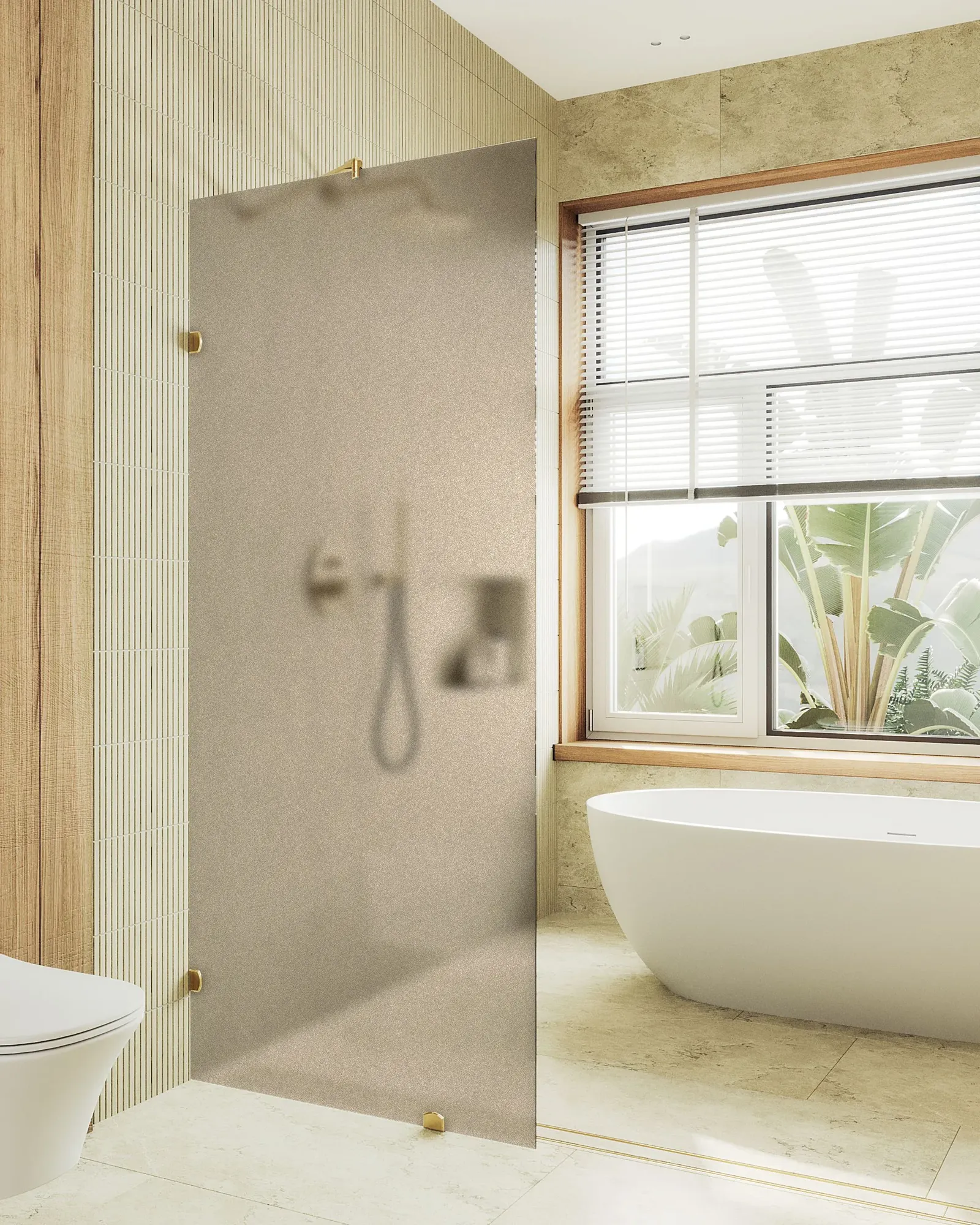 Душевая стенка MaybahGlass 89x195 / MGD-266-3 (бронзовое матовое стекло/золото)