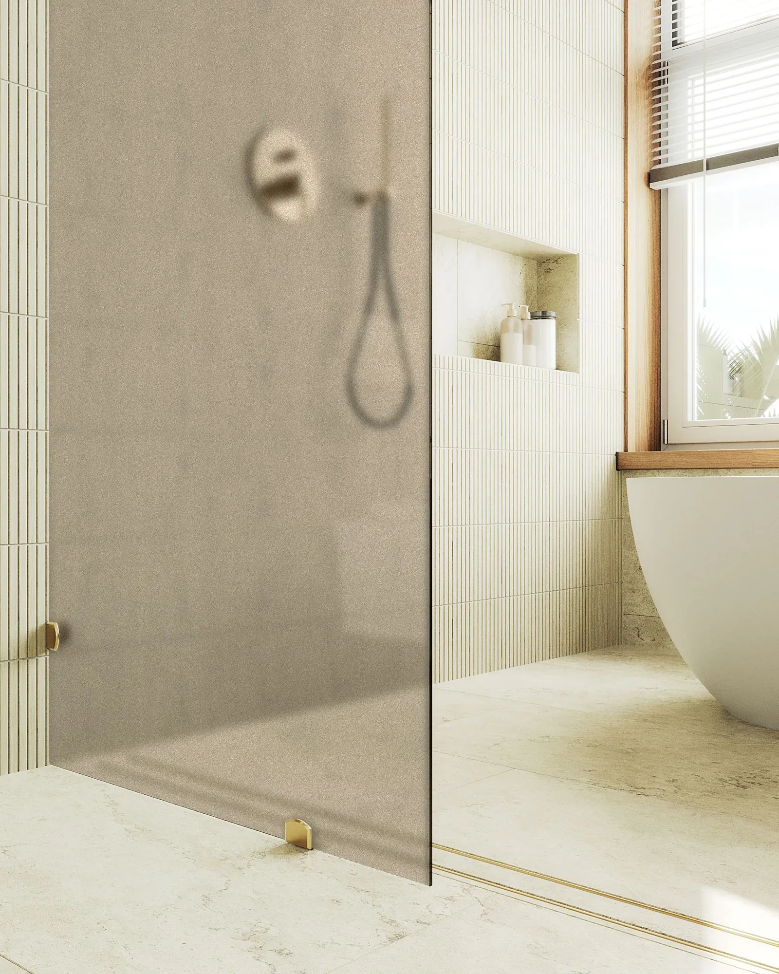 Душевая стенка MaybahGlass 89x195 / MGD-266-3 (бронзовое матовое стекло/золото) — фото 4