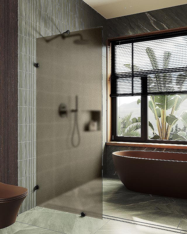 Душевая стенка MaybahGlass 89x195 / MGD-266-6 (бронзовое матовое стекло/черный) — фото 2