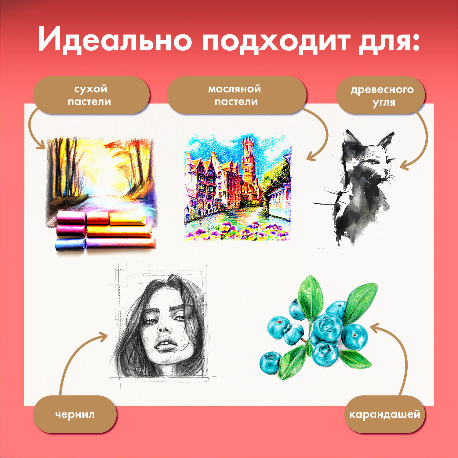 Набор бумаги для рисования Brauberg Art / 117764 (20л, 5цв) — фото 4
