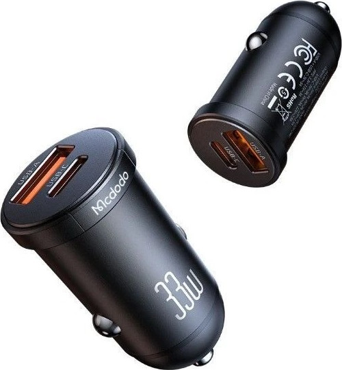 Зарядное устройство автомобильное McDodo CC-2320 33w 1C+1A PD Fast Car Charger with LED (черный) — фото 2