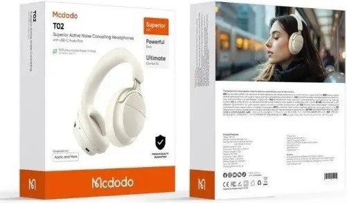 Беспроводные наушники McDodo T02 Series ANC Noise Cancelling (бежевый) — фото 2