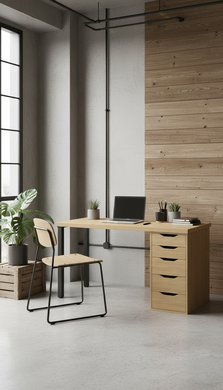 Письменный стол Mio Tesoro Ингар 2/5Т (дуб скандинавский/дуб скандинавский/черный) — фото 4