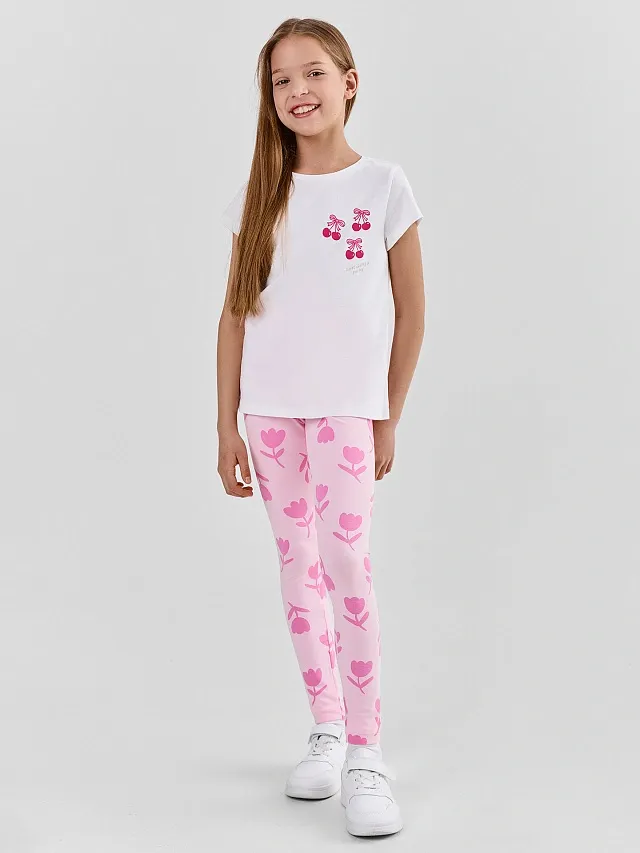 Комплект футболок детских Mark Formelle 117892-2 (р.128-64, белый/вишенки на розовом) — фото 5