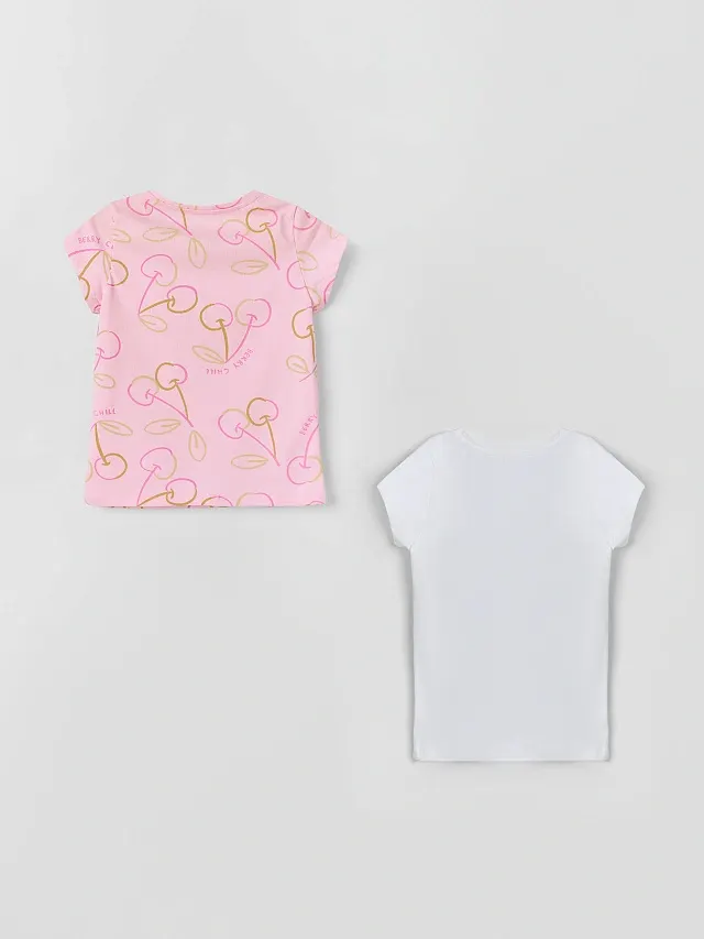 Комплект футболок детских Mark Formelle 117892-2 (р.134-68, белый/вишенки на розовом) — фото 2