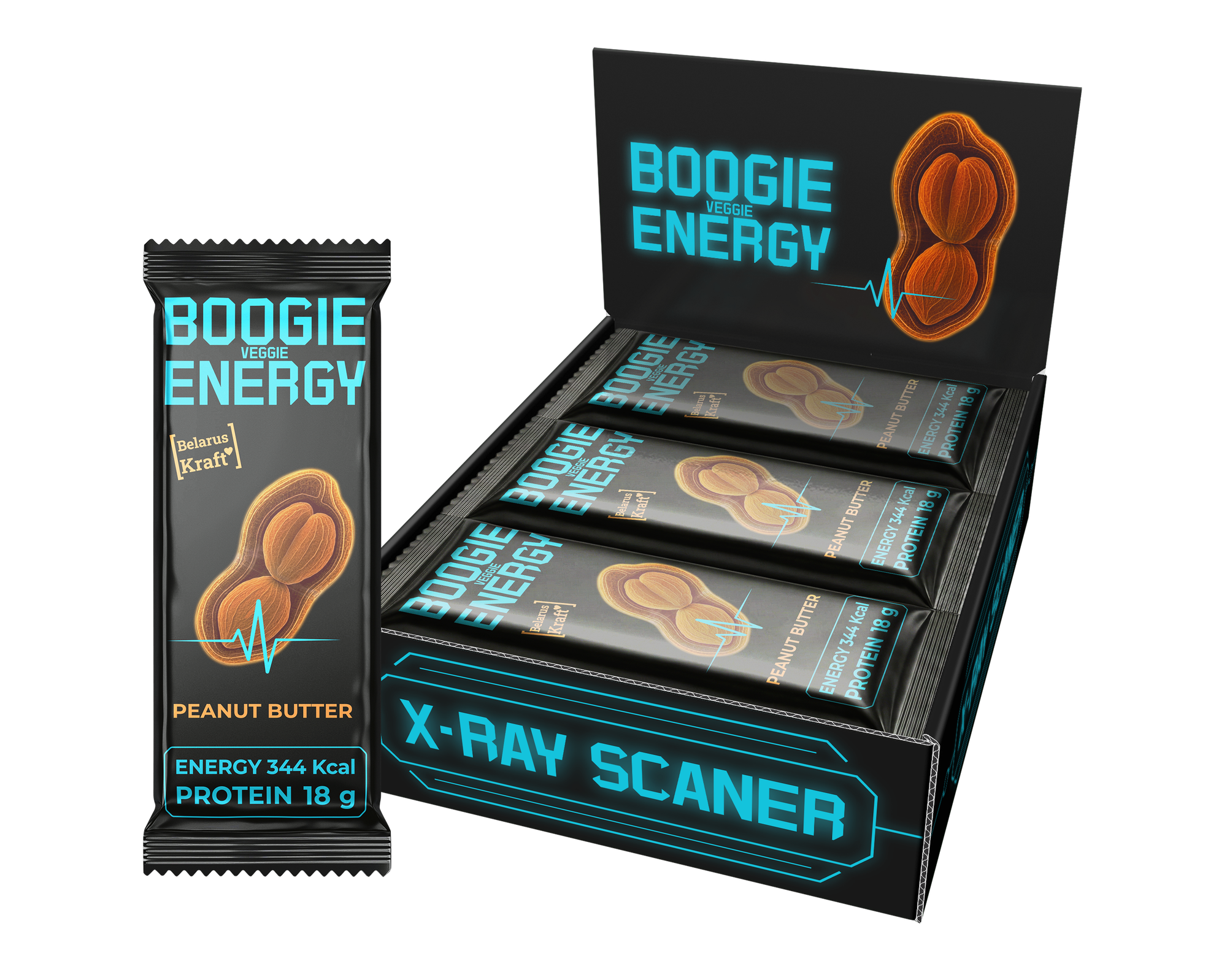 Набор протеиновых батончиков Boogie Veggie Energy Арахисовая Паста (12х50г)