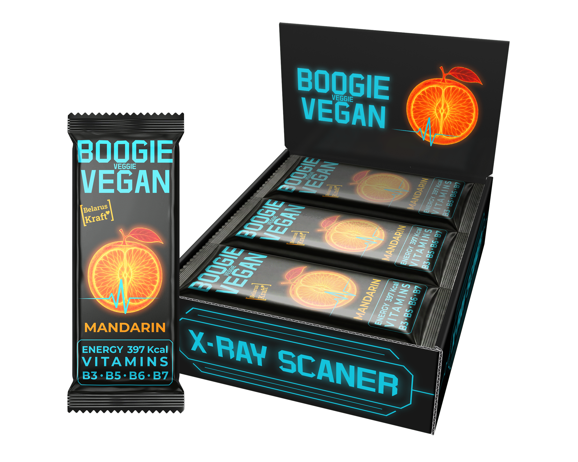 Набор энергетических батончиков Boogie Veggie Vegan Мандарин (12х50г)