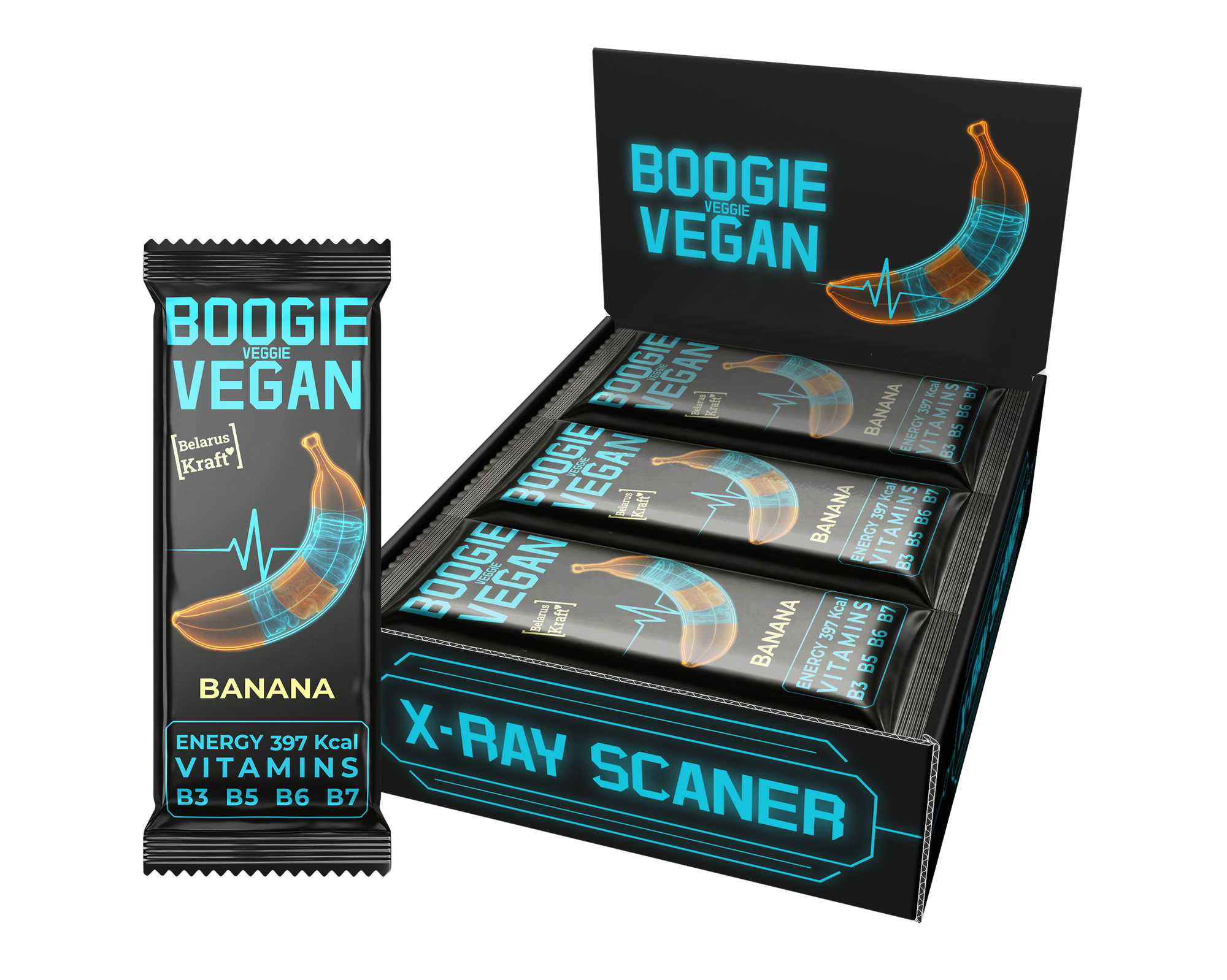 Набор энергетических батончиков Boogie Veggie Vegan Банан (12х50г)