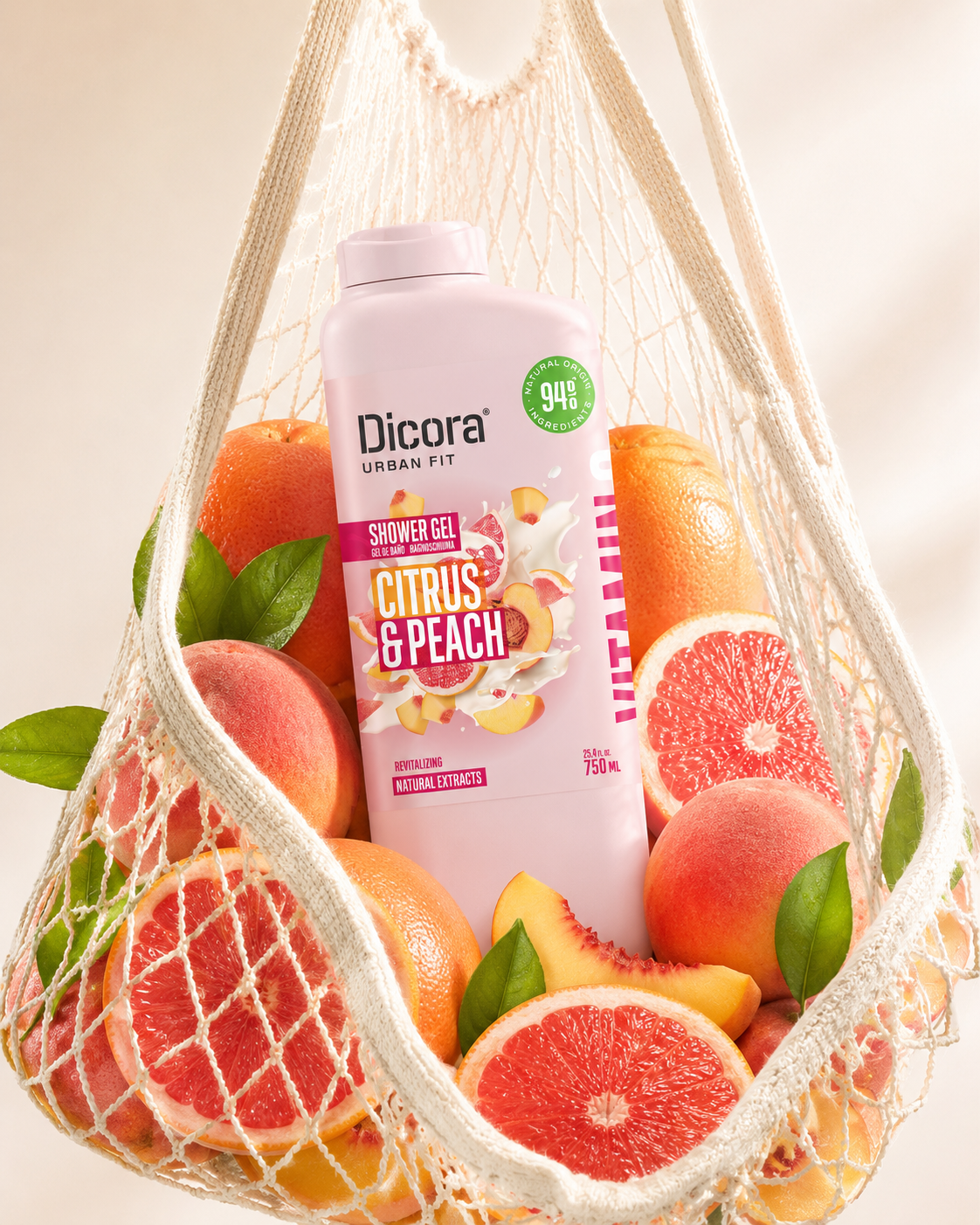 Гель для душа Dicora Citrus & Peach с витамином С (750мл) — фото 3