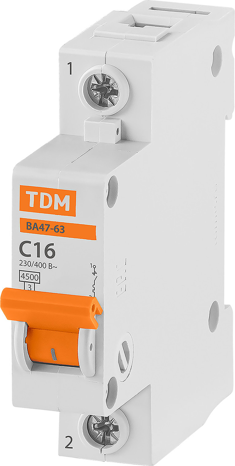 Выключатель автоматический TDM ВА 47-63 1Р 16А (C) 4.5кА / SQ0218-0003