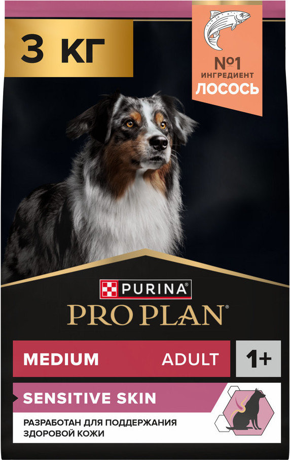 Сухой корм для собак Pro Plan Medium Adult Sensitive Skin с лососем и рисом (3кг) — фото 2