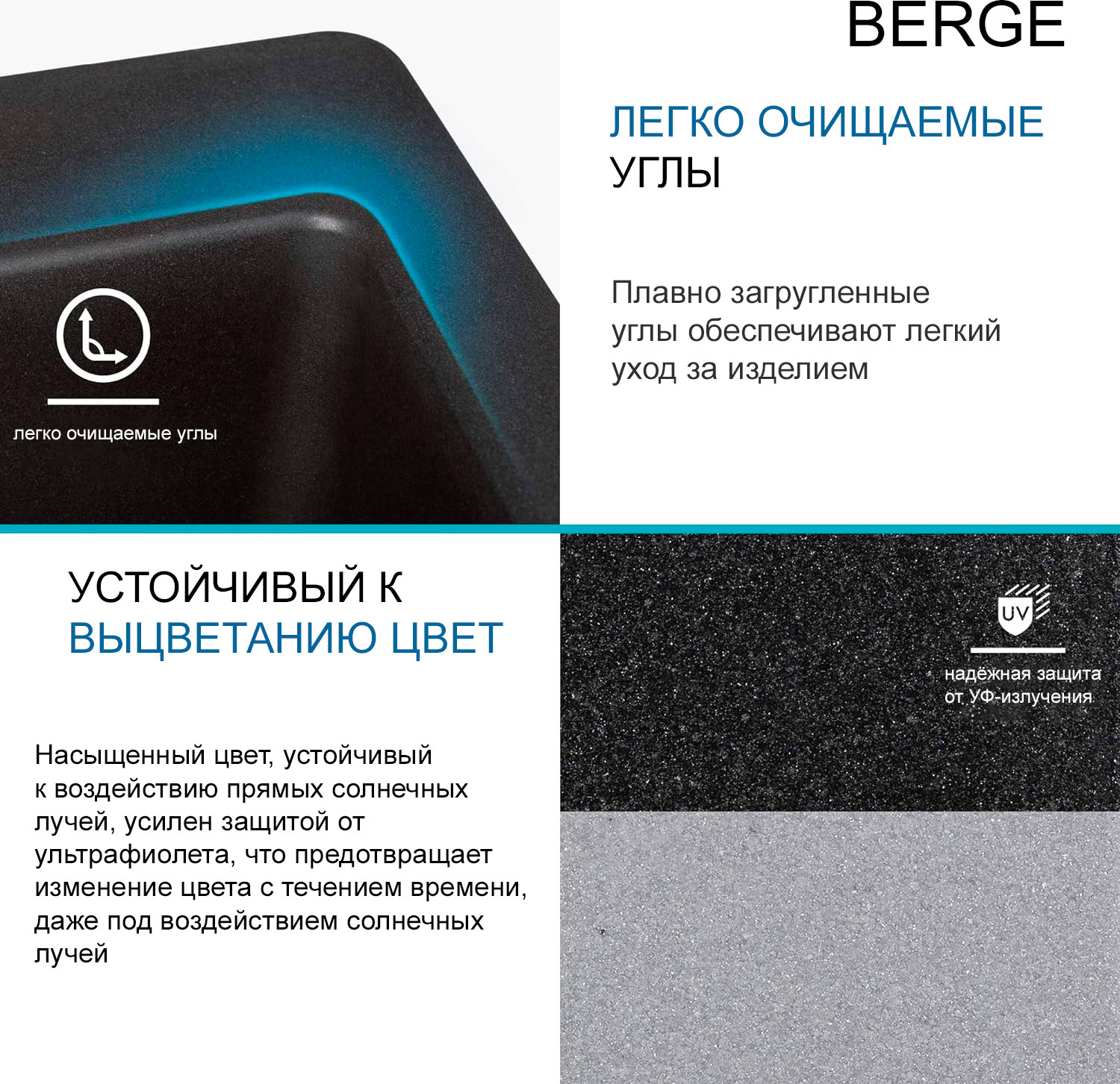 Мойка кухонная Berge BR-7612 (черный) — фото 4
