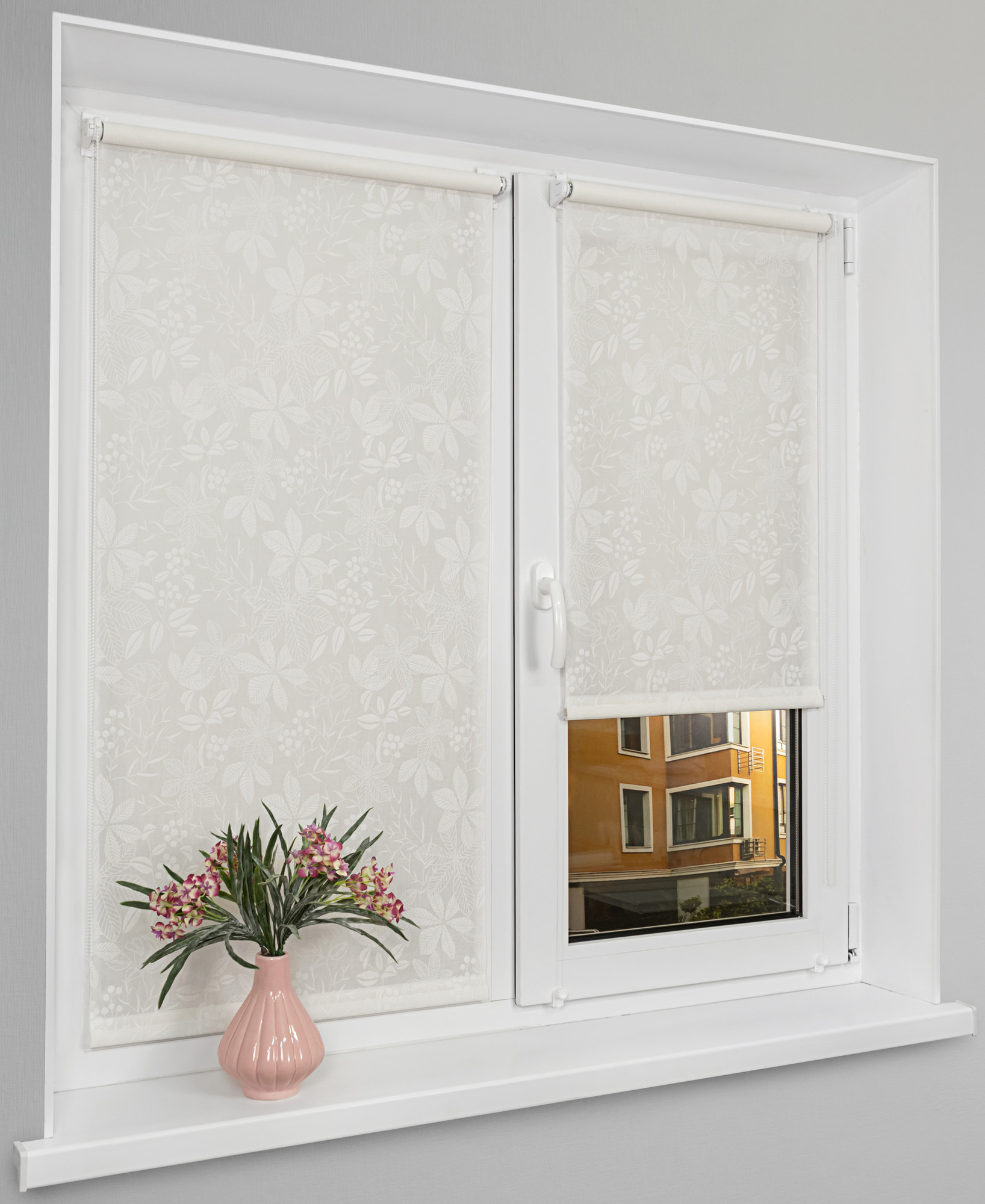 Рулонная штора Lm Decor Флауэр LM 45-01 100x160 (светло-серый)