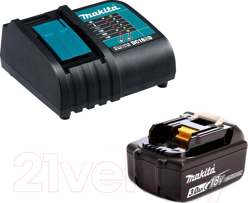 Набор аккумуляторов для электроинструмента Makita BL1830B с зарядным DC18SD (191A23-6) — фото 2