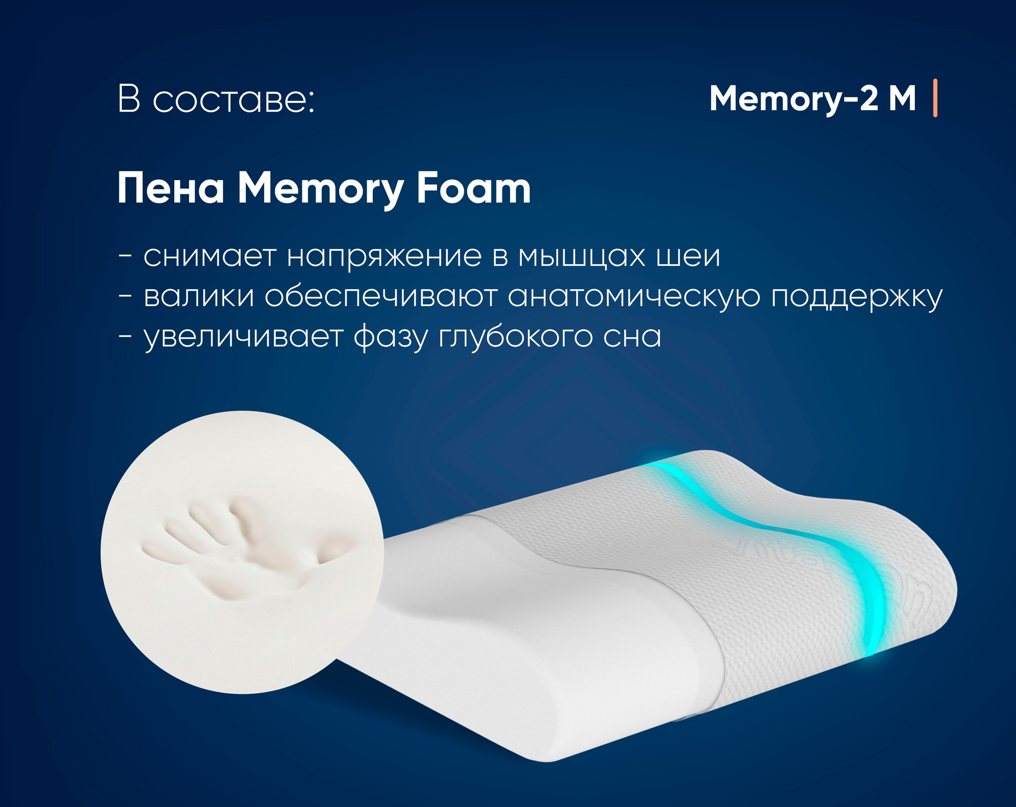 Ортопедическая подушка Фабрика сна Memory-2 (40x60) — фото 3