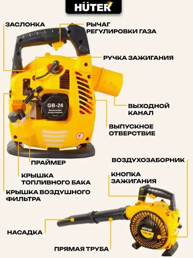 Воздуходувка бензиновая Huter GB-26 (70/13/14) — фото 7