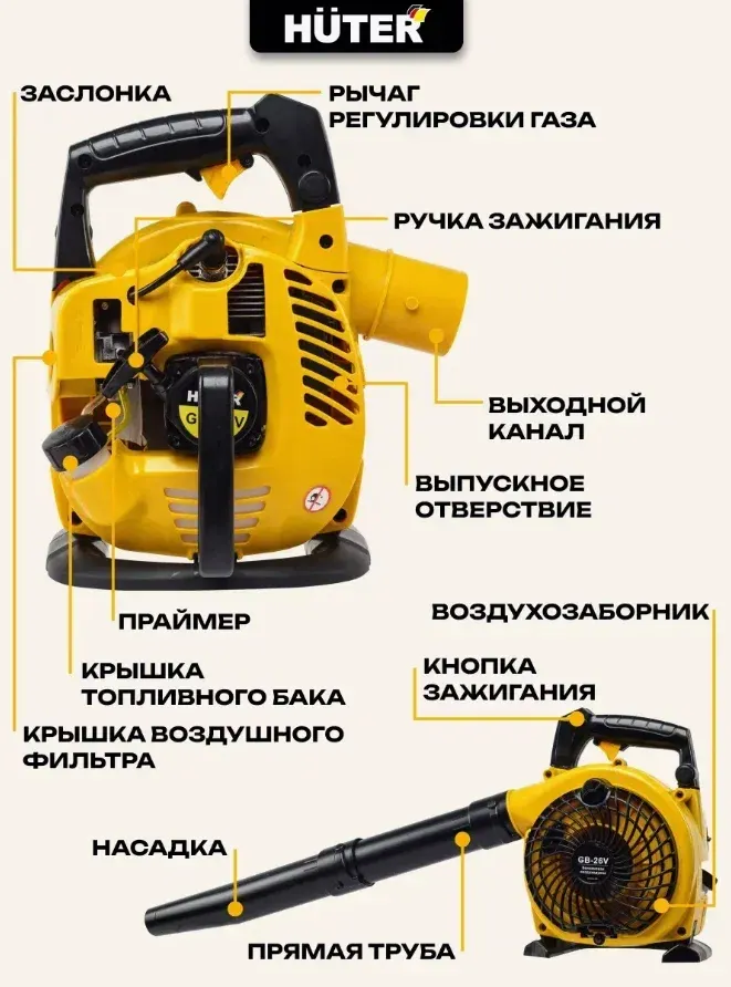 Воздуходувка бензиновая Huter GB-26V (70/13/15) — фото 7