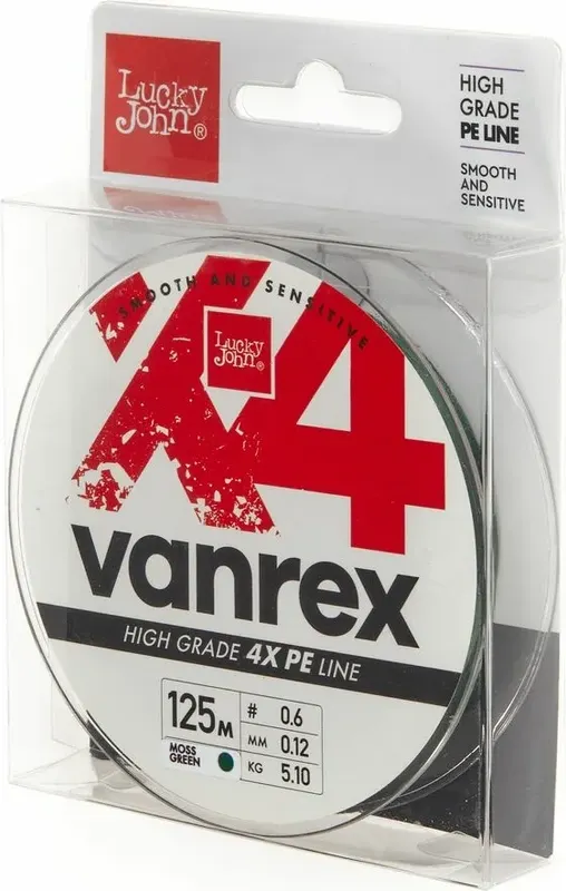 Леска плетеная Lucky John Vanrex x4 Braid Moss Green 125/012 / LJ4114-012