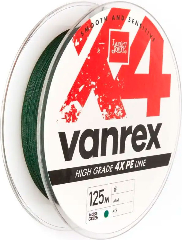 Леска плетеная Lucky John Vanrex x4 Braid Moss Green 125/012 / LJ4114-012 — фото 2