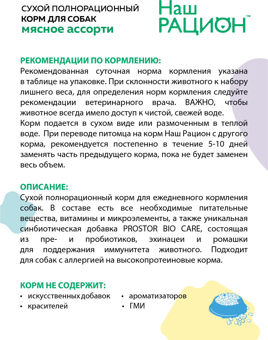 Сухой корм для собак Наш рацион Для взрослых собак мясное ассорти (15кг) — фото 4