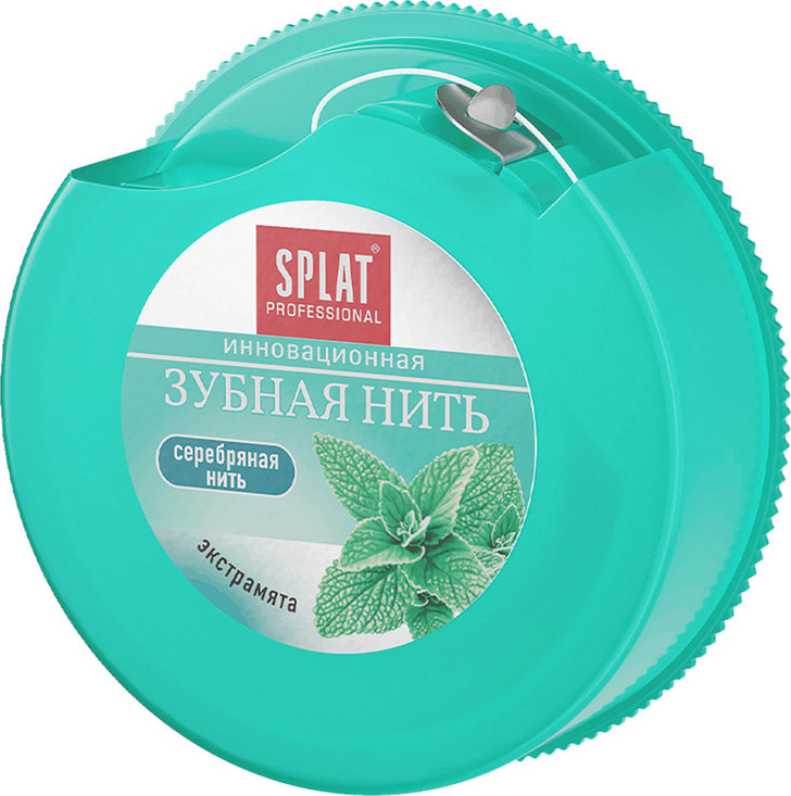 Зубная нить Splat Professional с мятой и волокнами серебра супертонкая (30м)