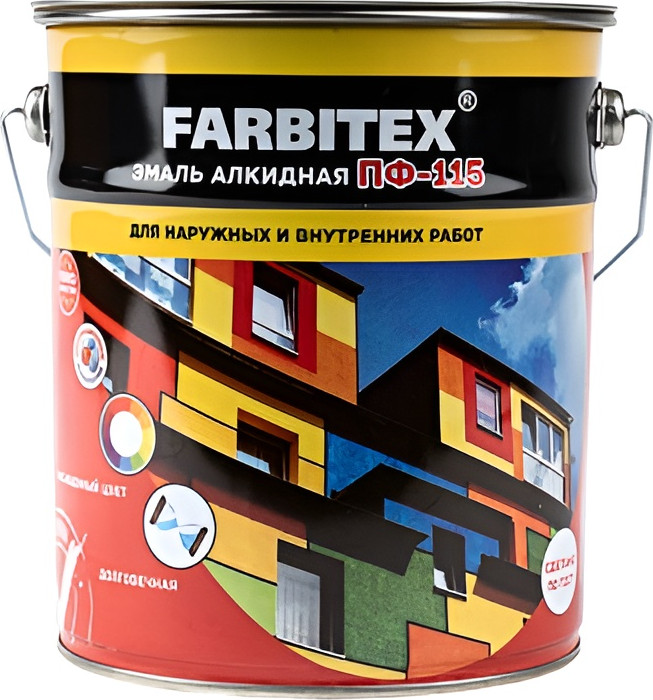 Эмаль Farbitex ПФ-115 (5кг, темно-серый)