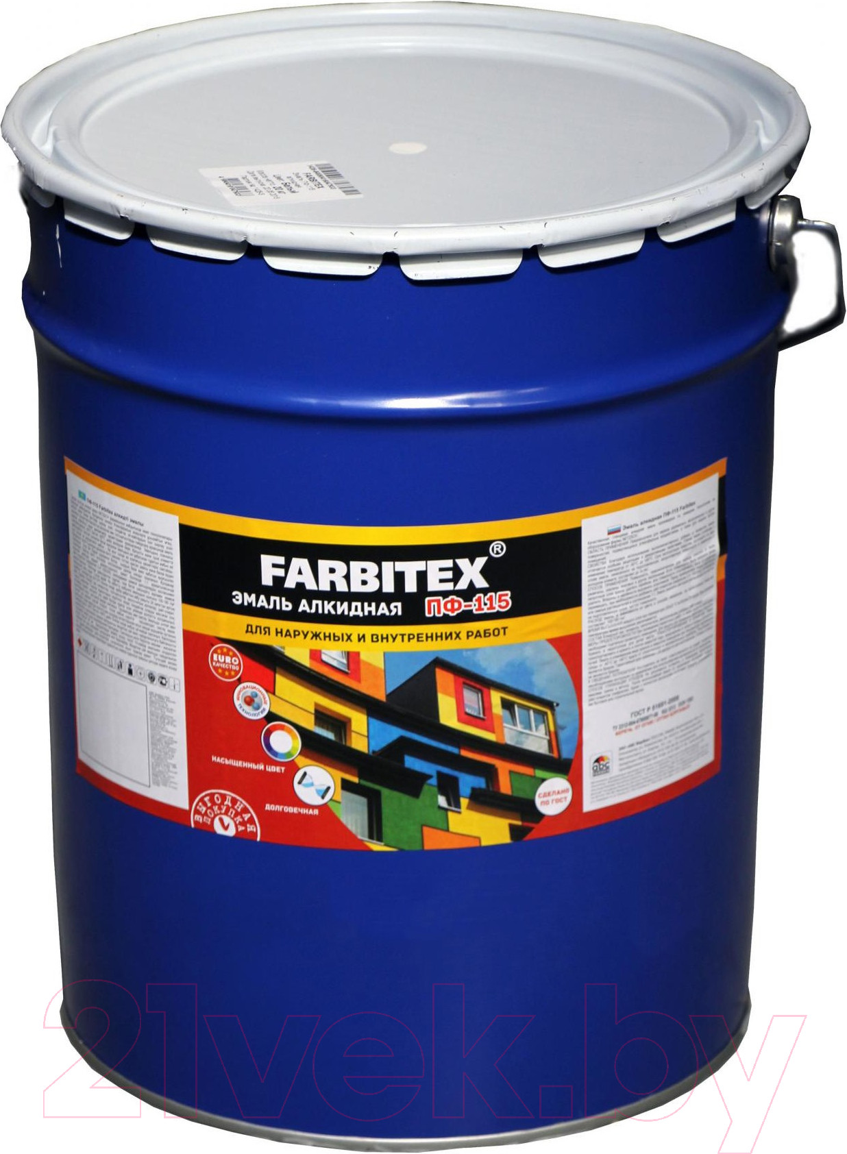Эмаль Farbitex ПФ-115 (20кг, ярко-зеленый)