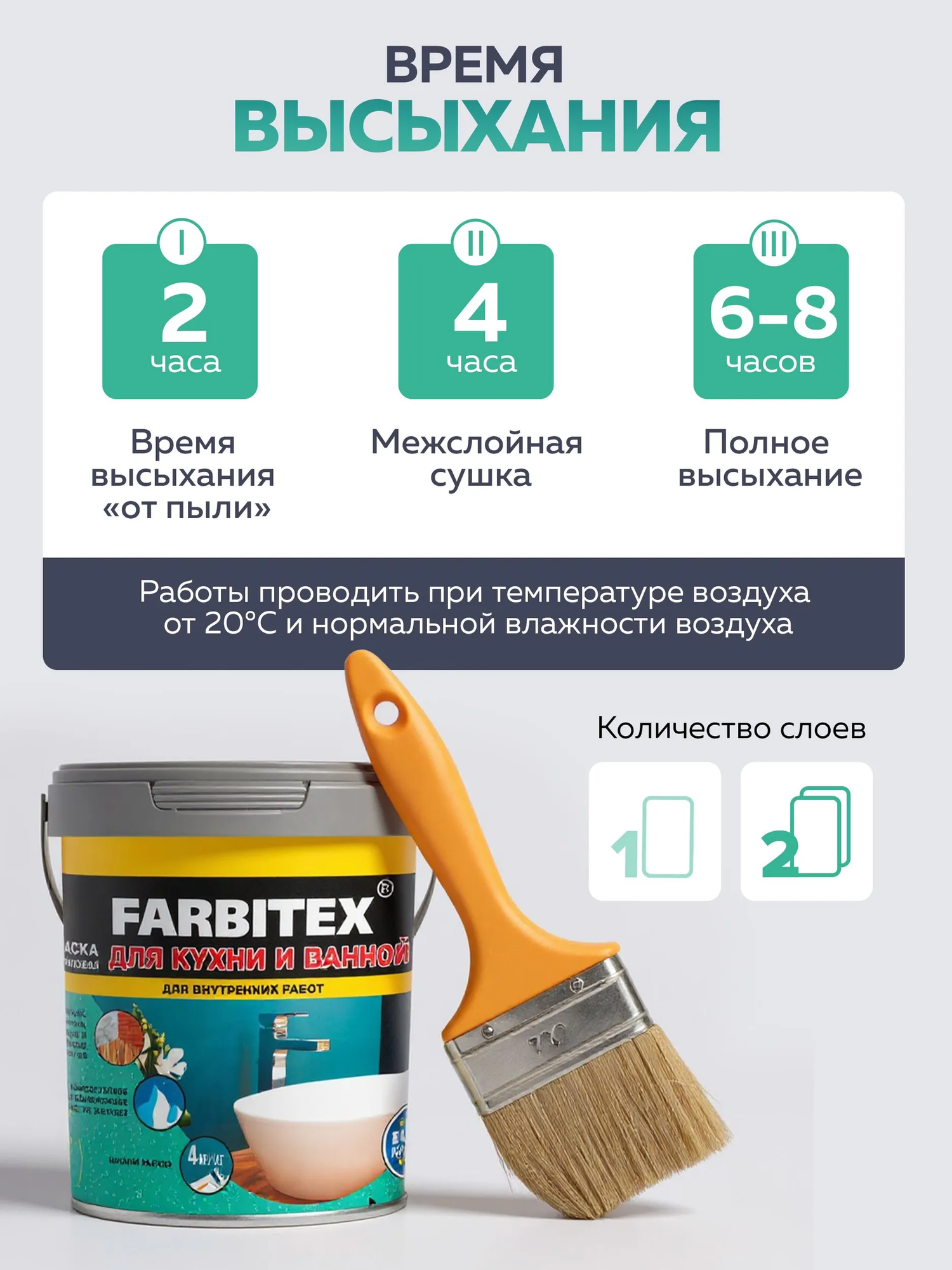 Краска Farbitex Для кухни и ванной (6кг) — фото 6